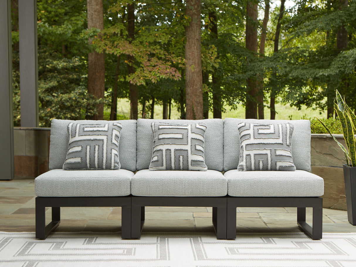 Furniture City Houma - Ashley Furniture - Beachloft 3-Piece Outdoor Sectional - 3-Piece Outdoor Sectional / Black/Gray - P490P6