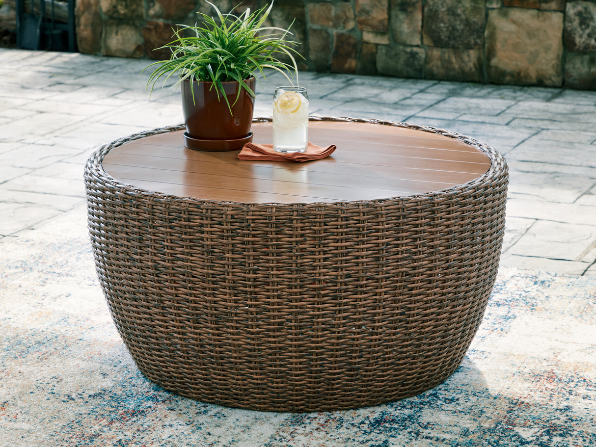 Furniture City Houma - Ashley Furniture - Double Point Outdoor Coffee Table - Round Cocktail Table - PCP503-708