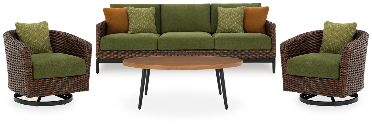 Furniture City Houma - Ashley Furniture - Horizon Hall Outdoor Sofa, 2 Lounge Chairs, Ottoman and Coffee Table - Outdoor Sofa, 2 Lounge Chairs, Ottoman and Coffee Table - P572P3