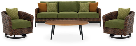 Furniture City Houma - Ashley Furniture - Horizon Hall Outdoor Sofa, 2 Lounge Chairs, Ottoman and Coffee Table - Outdoor Sofa, 2 Lounge Chairs, Ottoman and Coffee Table - P572P3