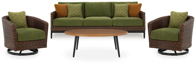 Furniture City Houma - Ashley Furniture - Horizon Hall Outdoor Sofa, 2 Lounge Chairs, Ottoman and Coffee Table - Outdoor Sofa, 2 Lounge Chairs, Ottoman and Coffee Table - P572P3