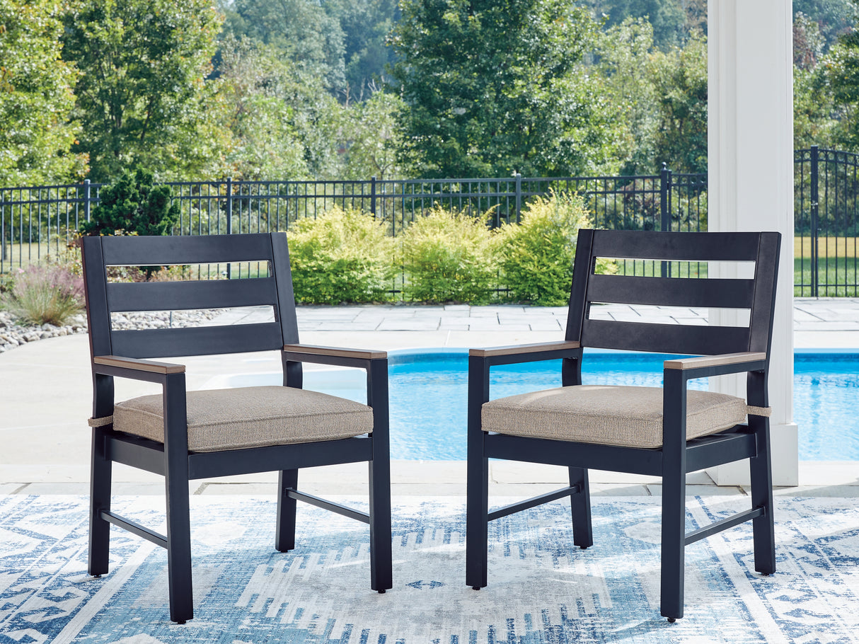 Furniture City Houma - Ashley Furniture - East Beach Outdoor Arm Chair with Cushion (Set of 2) - Arm Chair With Cushion (Set of 2) - PCP587-601A