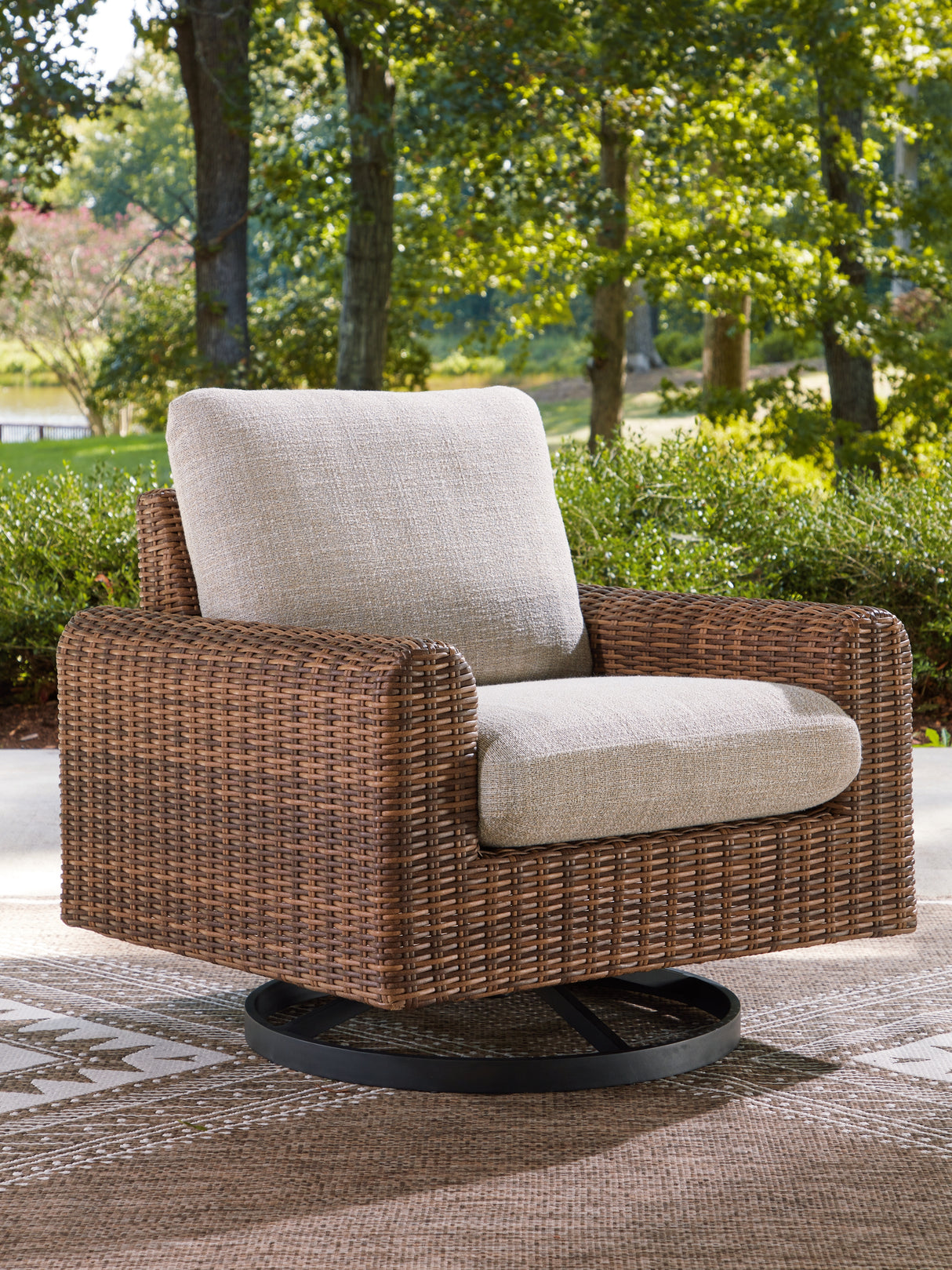 Dolan Creek Outdoor Swivel Lounge Chair with Cushion