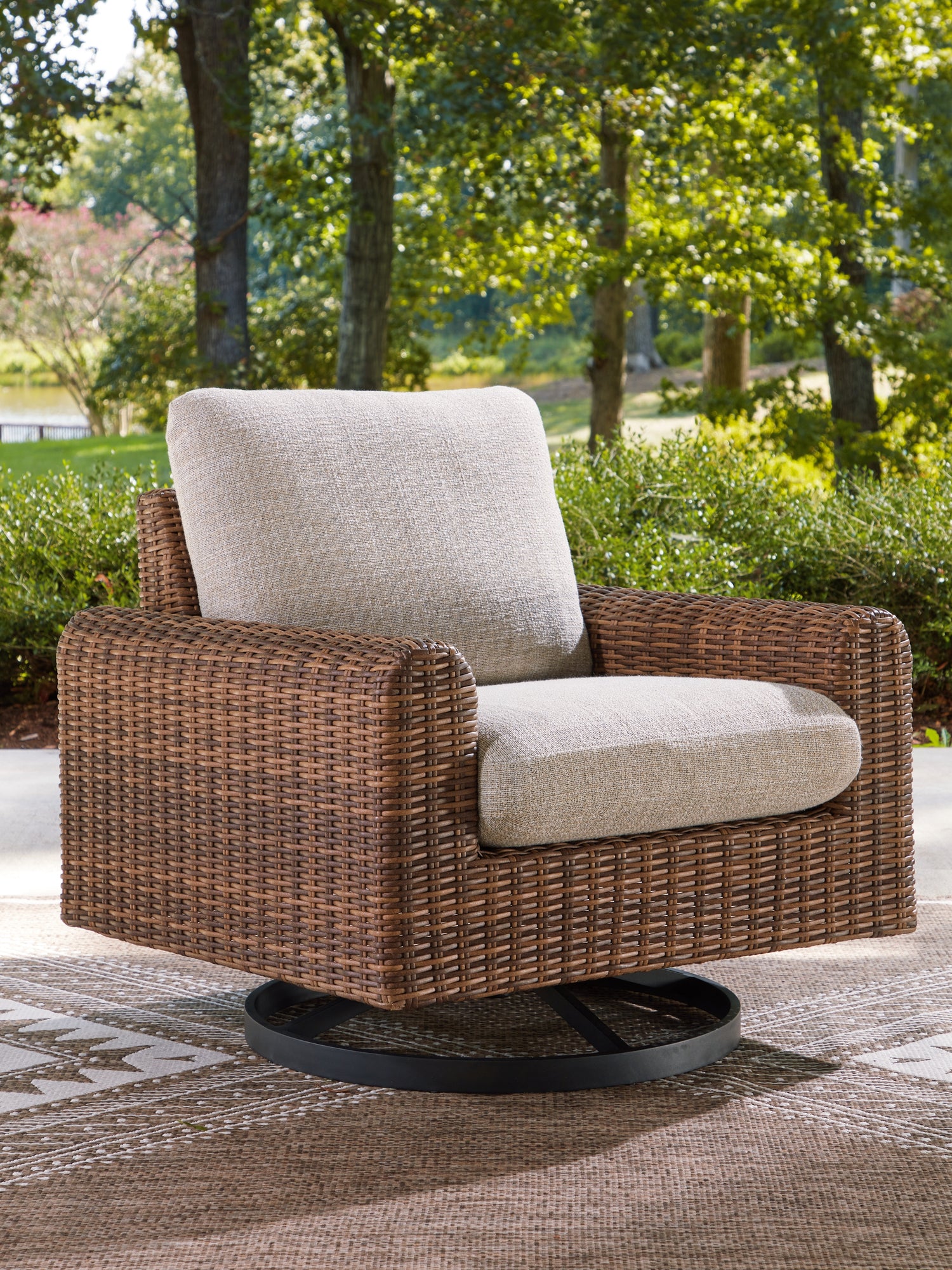 Dolan Creek Outdoor Swivel Lounge Chair with Cushion