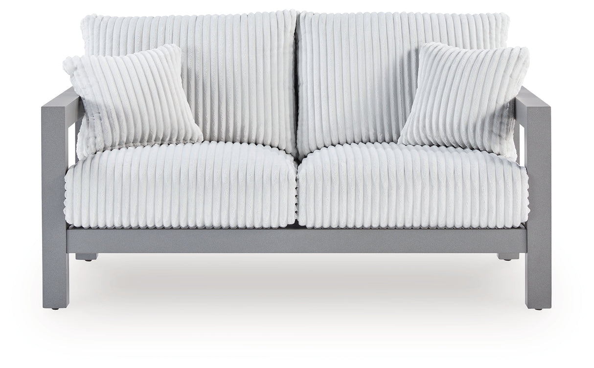 Furniture City Houma - Ashley Furniture - Hurley Park Outdoor Loveseat with Cushion - Loveseat w/Cushion / Gray - PCP695-835