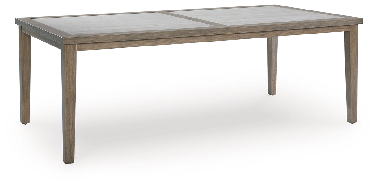 Furniture City Houma - Ashley Furniture - Rainier Ranch Outdoor Dining Table - RECT Dining Table w/UMB OPT / Brown/Beige - P701-625