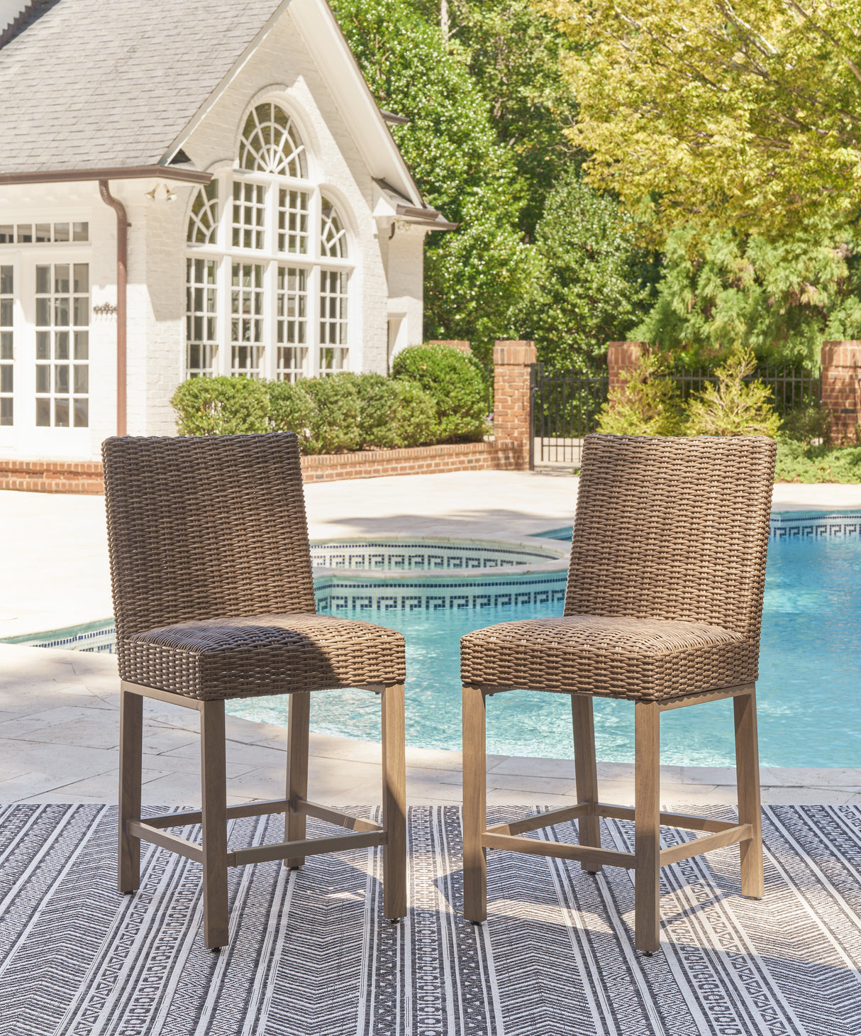 Furniture City Houma - Ashley Furniture - Walton Bridge Outdoor Bar Stool (Set of 2) - Barstool (Set of 2) - P749-130