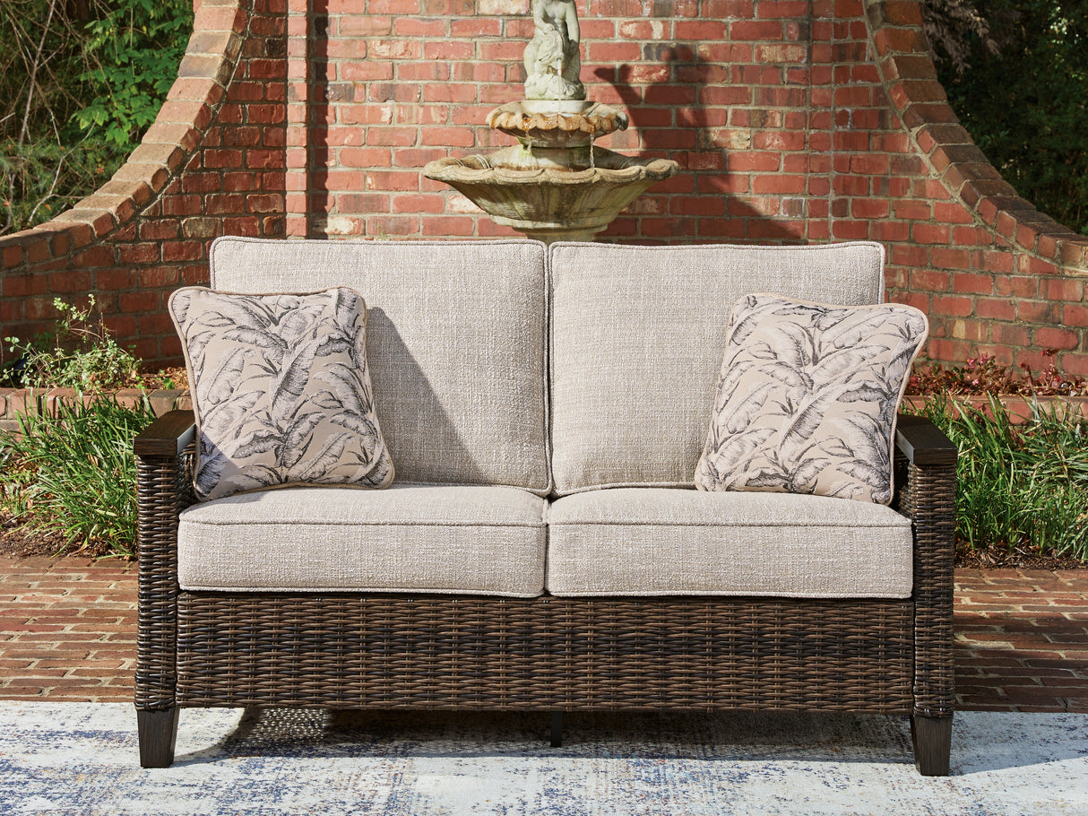 Furniture City Houma - Ashley Furniture - Monterey Point Outdoor Loveseat with Cushion - Loveseat w/Cushion - PCP760-835