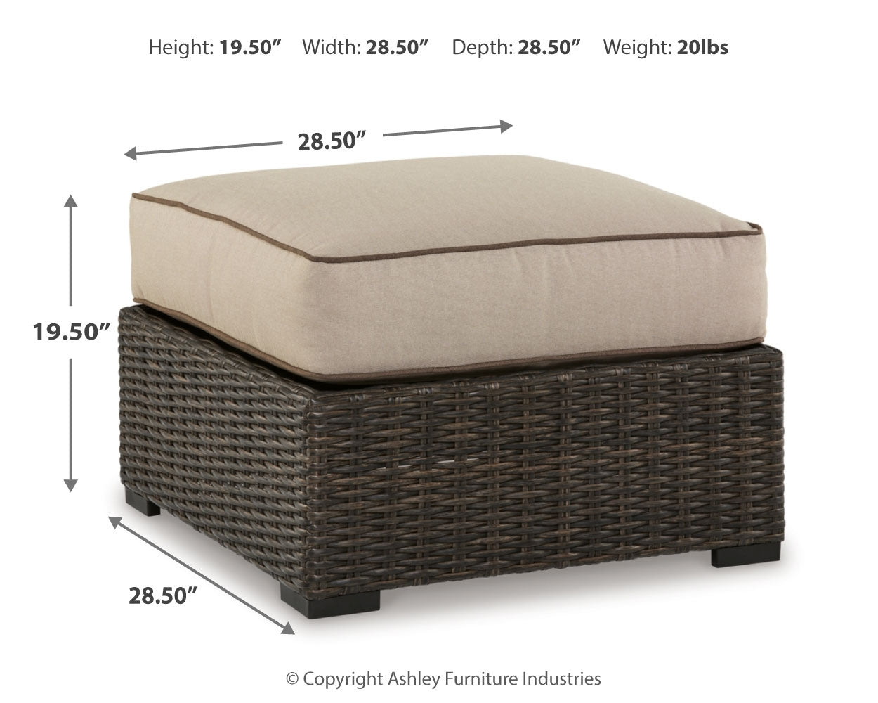 Coastline Bay Outdoor Ottoman with Cushion