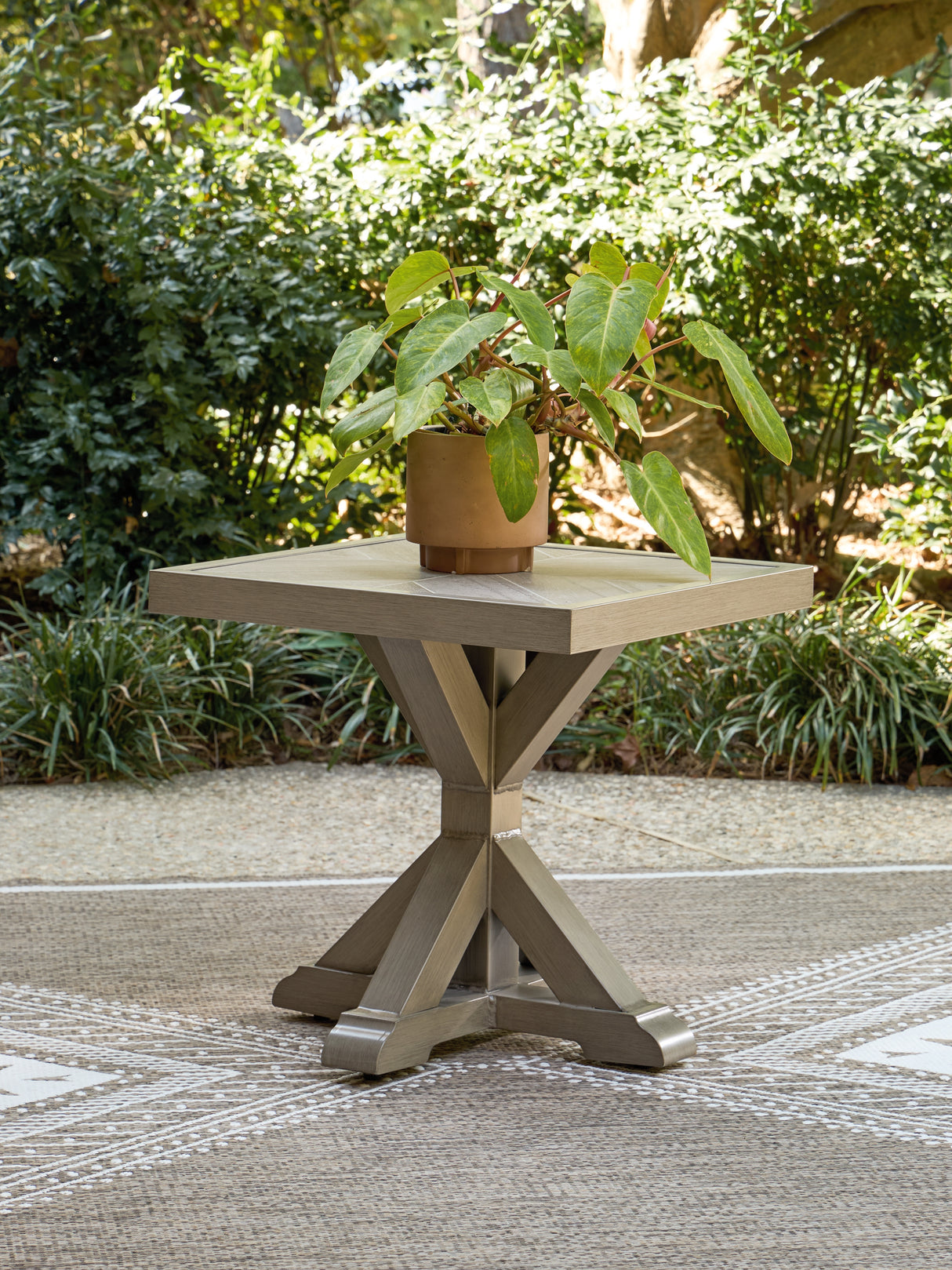 Furniture City Houma - Ashley Furniture - Laguna Heights Outdoor End Table - Square End Table / Beige - PCP790-702