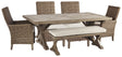 Furniture City Houma - Ashley Furniture - Beachcroft Outdoor Dining Table with 4 Chairs and Bench - Outdoor Dining Table with 4 Chairs and Bench - P791P4