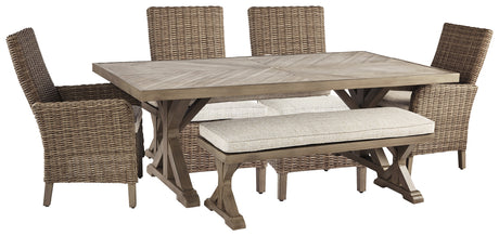 Furniture City Houma - Ashley Furniture - Beachcroft Outdoor Dining Table with 4 Chairs and Bench - Outdoor Dining Table with 4 Chairs and Bench - P791P4