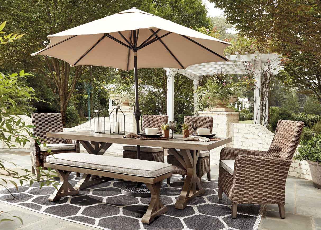Furniture City Houma - Ashley Furniture - Beachcroft Outdoor Dining Table - RECT Dining Table w/UMB OPT - P791-625