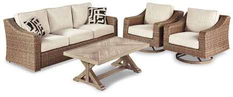 Furniture City Houma - Ashley Furniture - Beachcroft Outdoor Sofa with Coffee Table and 2 End Tables - Outdoor Sofa with Coffee Table and 2 End Tables - P791P15