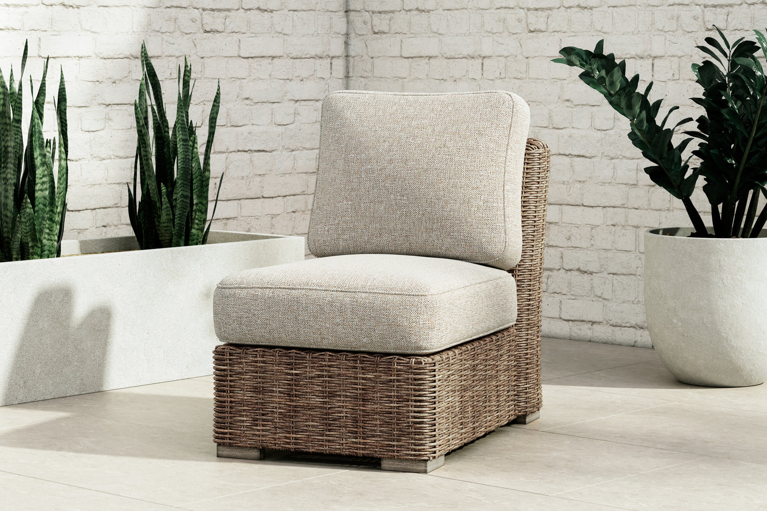 Furniture City Houma - Ashley Furniture - Beachcroft Outdoor Armless Chair with Cushion - Armless Chair w/Cushion - P791-846