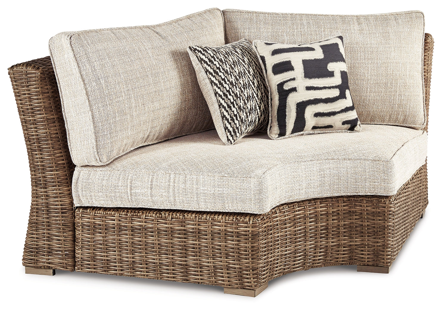 Furniture City Houma - Ashley Furniture - Beachcroft Outdoor Curved Corner Chair with Cushion - Curved Corner Chair w/Cushion - P791-851