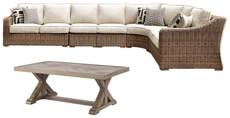 Furniture City Houma - Ashley Furniture - Beachcroft 3-Piece Outdoor Sectional with Coffee Table and 2 End Tables - 3-Piece Outdoor Sectional with Coffee Table and 2 End Tables - P791P9