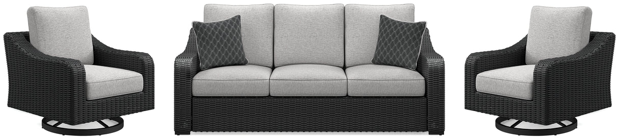Furniture City Houma - Ashley Furniture - Beachcroft Outdoor Sofa and 2 Lounge Chairs - Outdoor Sofa and 2 Lounge Chairs - P792P8
