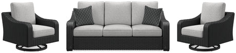Furniture City Houma - Ashley Furniture - Beachcroft Outdoor Sofa and 2 Lounge Chairs - Outdoor Sofa and 2 Lounge Chairs - P792P8
