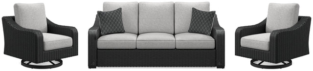 Furniture City Houma - Ashley Furniture - Beachcroft Outdoor Sofa and 2 Lounge Chairs - Outdoor Sofa and 2 Lounge Chairs - P792P8