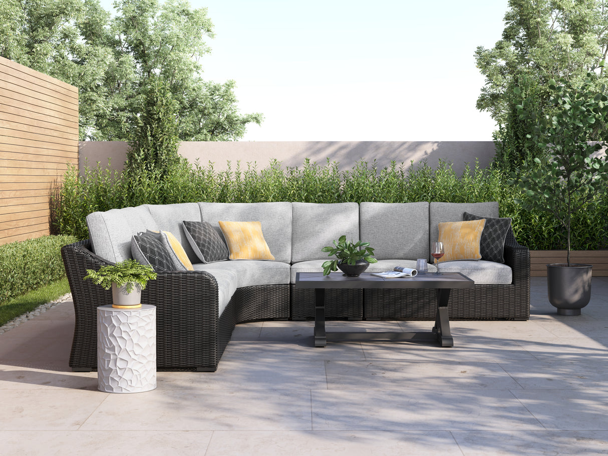 Furniture City Houma - Ashley Furniture - Beachcroft 5-Piece Outdoor Sectional - 5-Piece Outdoor Sectional / Black/Light Gray - P792P6