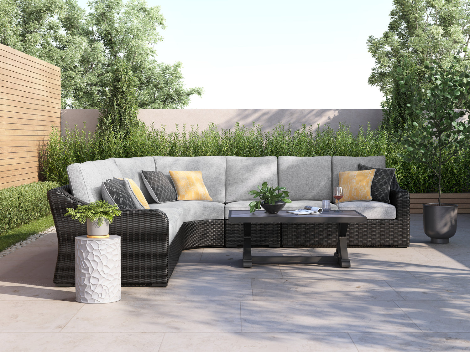 Furniture City Houma - Ashley Furniture - Beachcroft 5-Piece Outdoor Sectional - 5-Piece Outdoor Sectional - P792P6
