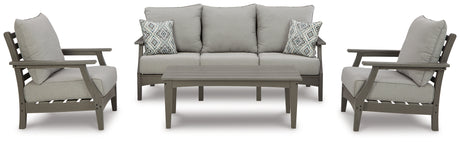 Furniture City Houma - Ashley Furniture - Visola Outdoor Sofa, 2 Lounge Chairs and Coffee Table - Outdoor Sofa, 2 Lounge Chairs and Coffee Table - P802P2