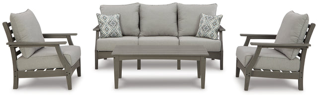 Furniture City Houma - Ashley Furniture - Visola Outdoor Sofa, 2 Lounge Chairs and Coffee Table - Outdoor Sofa, 2 Lounge Chairs and Coffee Table - P802P2
