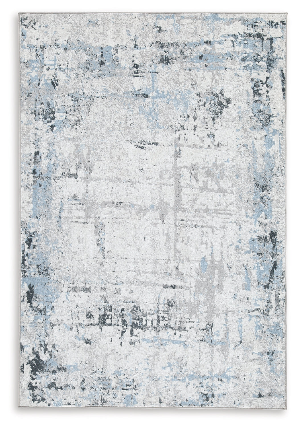 Furniture City Houma - Ashley Furniture - Emertonly 5' x 7' Washable Rug - 5' x 7' Washable Rug / Blue/White/Gray - R406982