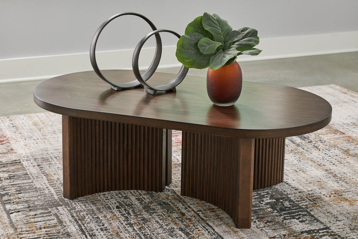 Furniture City Houma - Ashley Furniture - Korestone Coffee Table - Oval Cocktail Table - T689-0