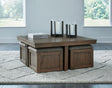 Furniture City Houma - Ashley Furniture - Boardernest Coffee Table with 4 Stools - Cocktail TBL w/4 Stools (5/CN) - T738-20