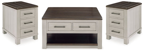 Darborn Lift-top Coffee Table and 2 Chairside End Tables