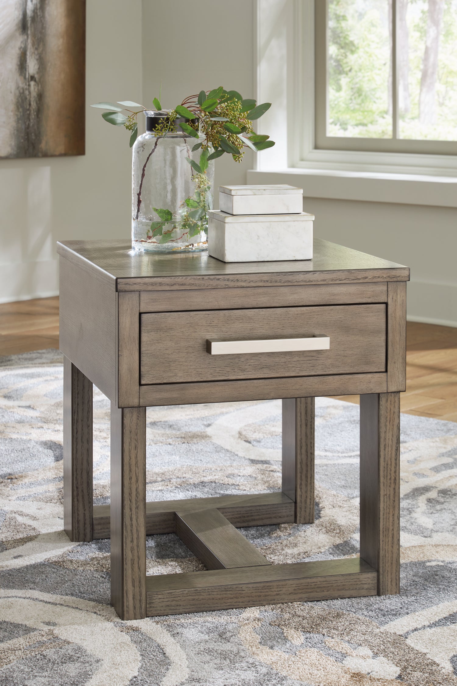 Furniture City Houma - Ashley Furniture - Loyaska End Table - Rectangular End Table / Grayish Brown/White - T854-3