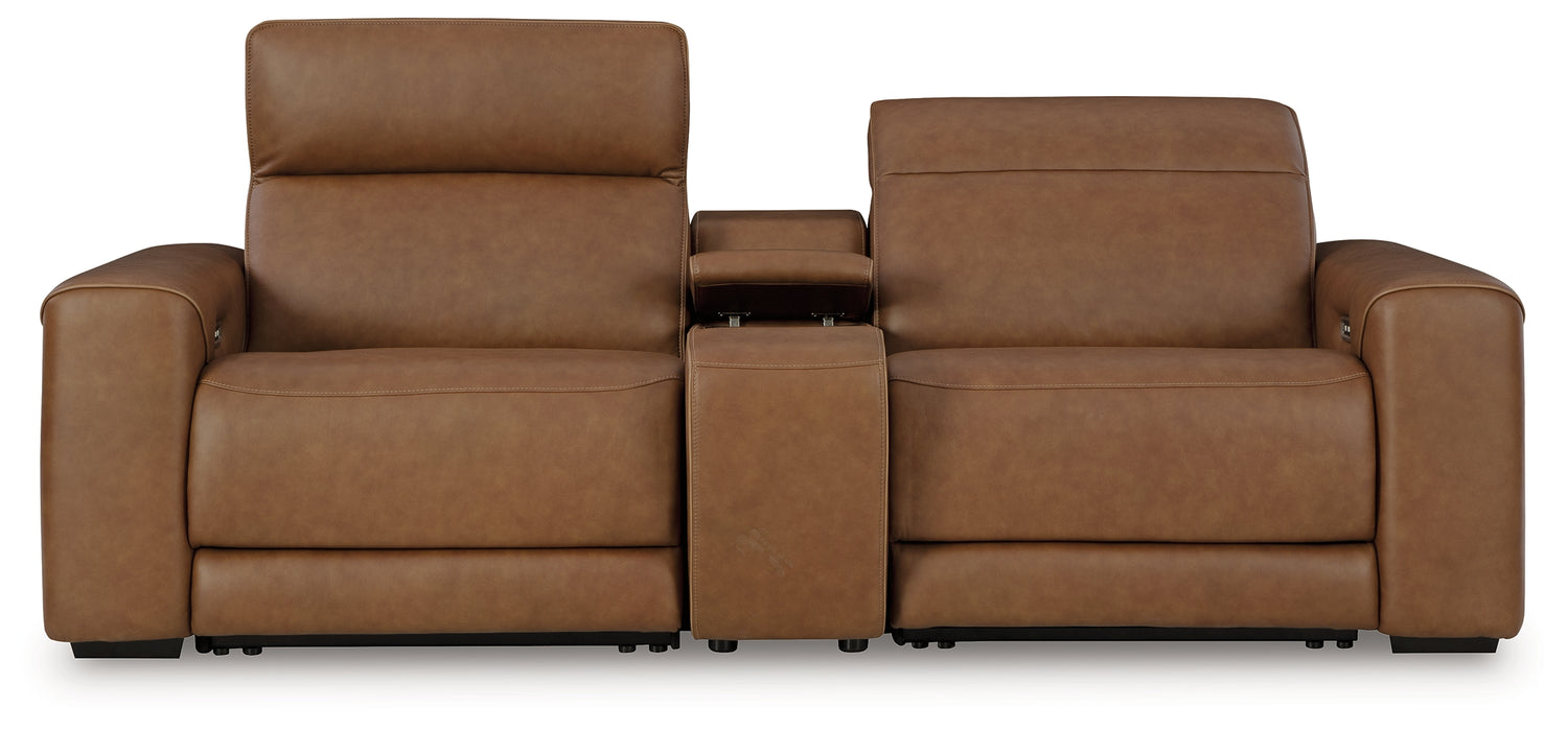 Furniture City Houma - Ashley Furniture - Magic Man 2-Piece Power Reclining Sectional Loveseat with Console - 2-Piece Power Reclining Sectional Loveseat with Console / Caramel - PCU10700S3