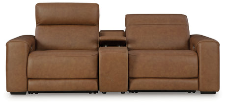 Furniture City Houma - Ashley Furniture - Magic Man 2-Piece Power Reclining Sectional Loveseat with Console - 2-Piece Power Reclining Sectional Loveseat with Console / Caramel - PCU10700S3