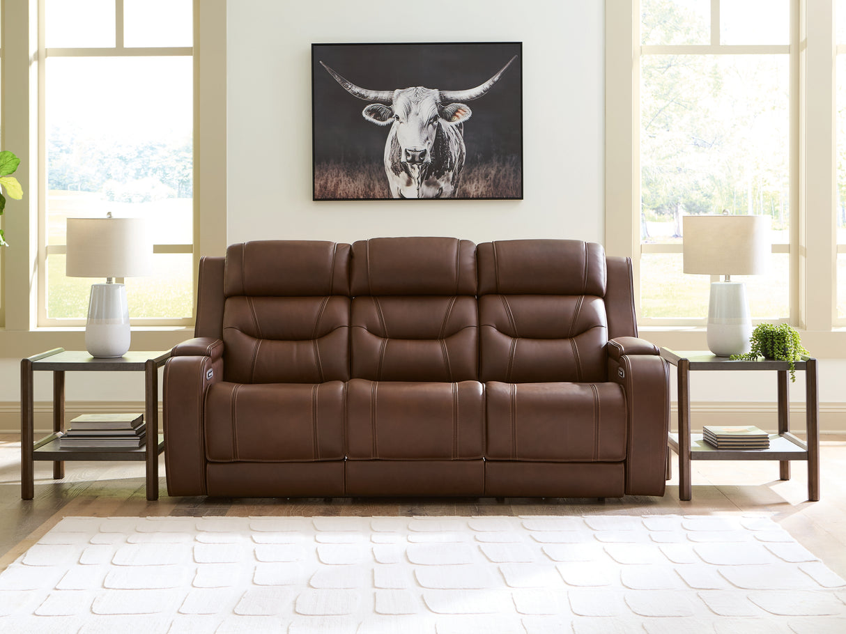 Furniture City Houma - Ashley Furniture - Knightington Power Reclining Sofa with Audio Seating - PWR REC Sofa w/Audio Seating / Brown - PCU1160215A