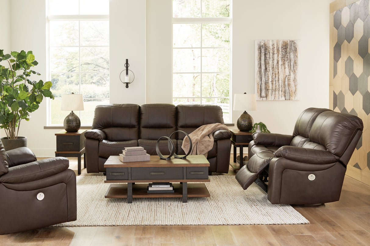 Furniture City Houma - Ashley Furniture - Leesworth Power Reclining Sofa, Loveseat and Recliner - Power Reclining Sofa, Loveseat and Recliner / Dark Brown - U43808U2
