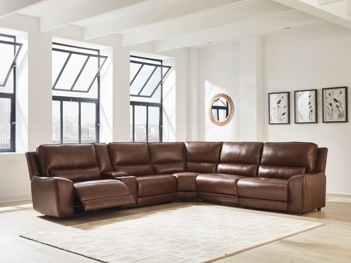 Furniture City Houma - Ashley Furniture - DeepWakes 6-Piece Reclining Sectional with Storage Console - 6-Piece Reclining Sectional with Storage Console / Canyon - PCU62607S36