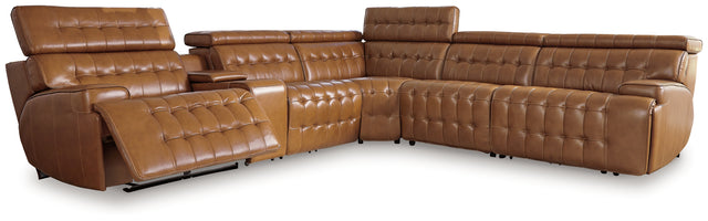 Furniture City Houma - Ashley Furniture - Temmpton 6-Piece Power Reclining Sectional - 6-Piece Power Reclining Sectional / Chocolate - U92708S5