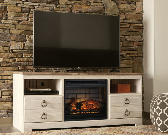 Furniture City Houma - Ashley Furniture - Willowton 64" TV Stand with Electric Fireplace - 64" TV Stand with Electric Fireplace - W267W8