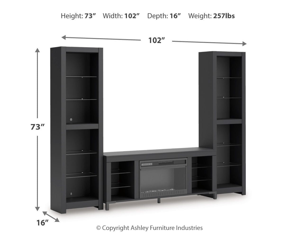 Cayberry 3-Piece Entertainment Center with Electric Fireplace