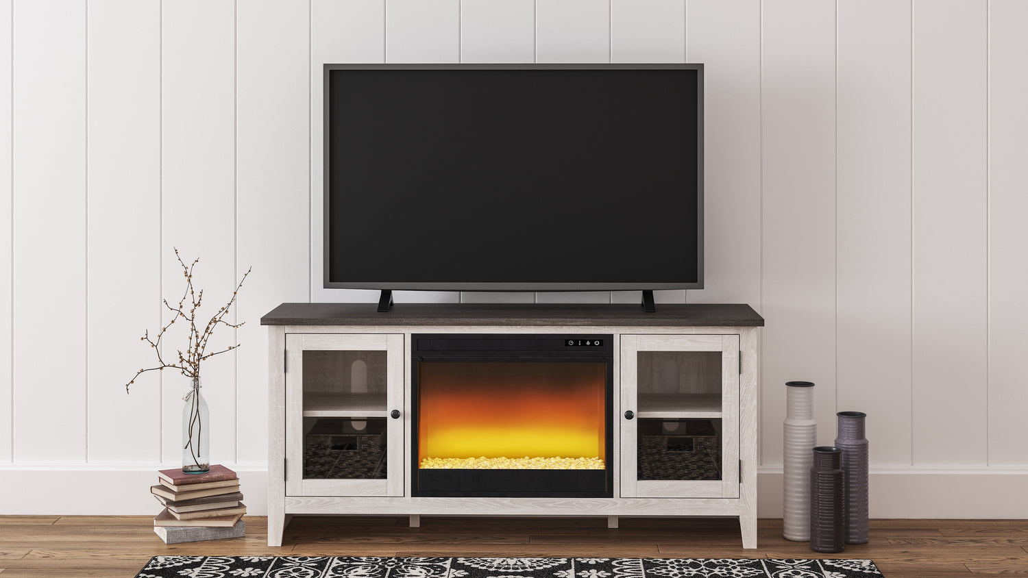 Furniture City Houma - Ashley Furniture - Dorrinson 60" TV Stand with Electric Fireplace - 60" TV Stand with Electric Fireplace - W287W2
