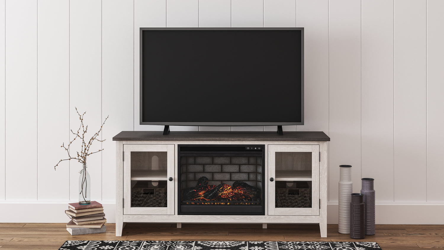 Furniture City Houma - Ashley Furniture - Dorrinson 60" TV Stand with Electric Fireplace - 60" TV Stand with Electric Fireplace - W287W3