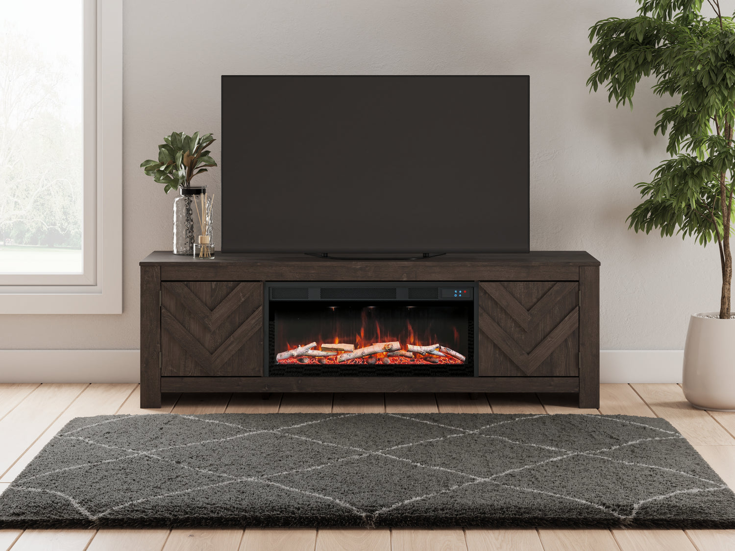 Furniture City Houma - Ashley Furniture - Cayboni 71" TV Stand with Electric Fireplace - 71" TV Stand with Electric Fireplace - W3789W1