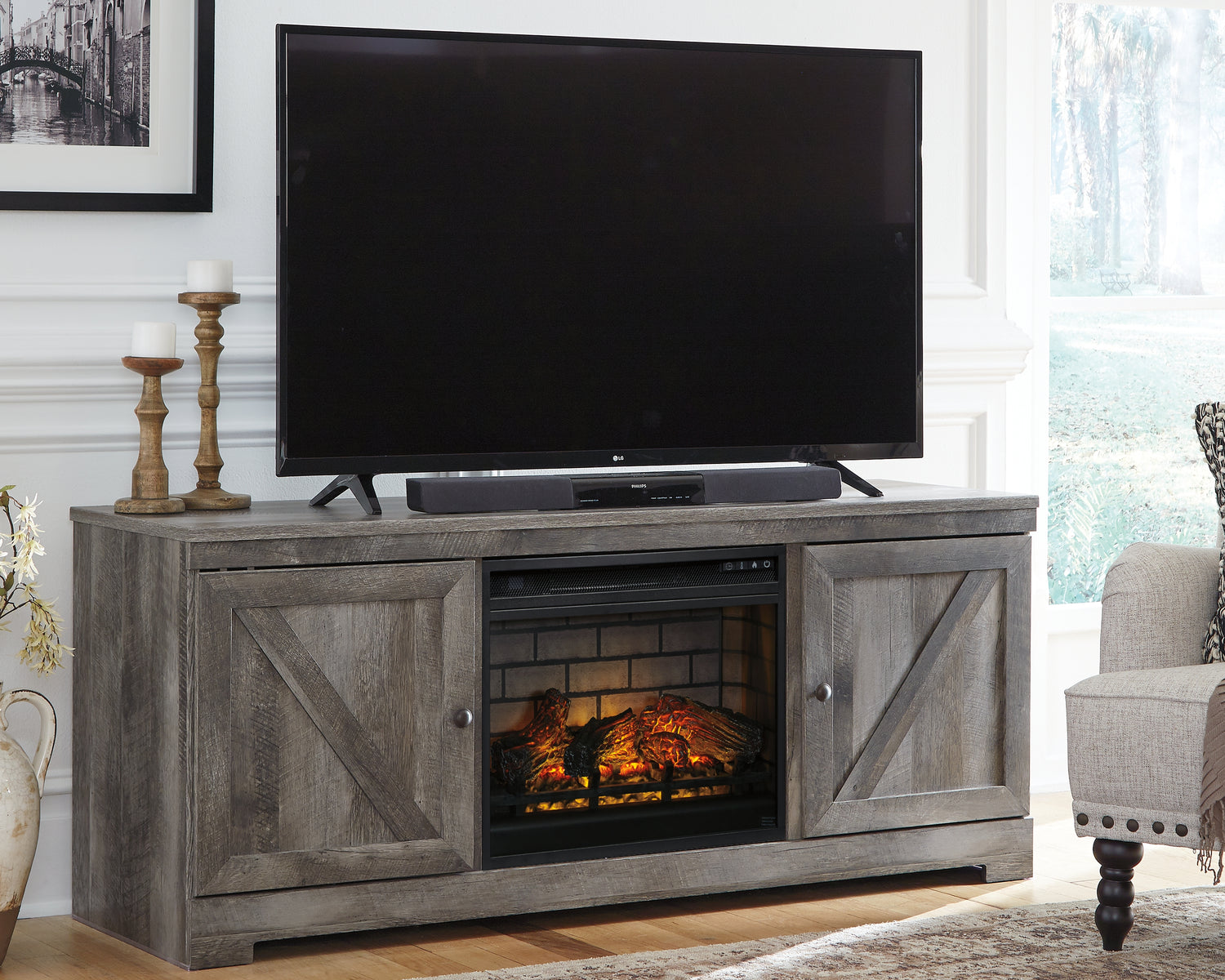 Furniture City Houma - Ashley Furniture - Wynnlow 63" TV Stand with Electric Fireplace - 63" TV Stand with Electric Fireplace - W440W9