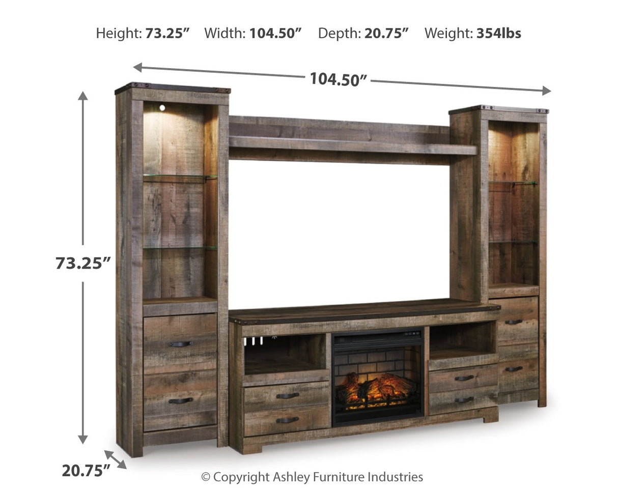 Trinell 4-Piece Entertainment Center with Electric Fireplace