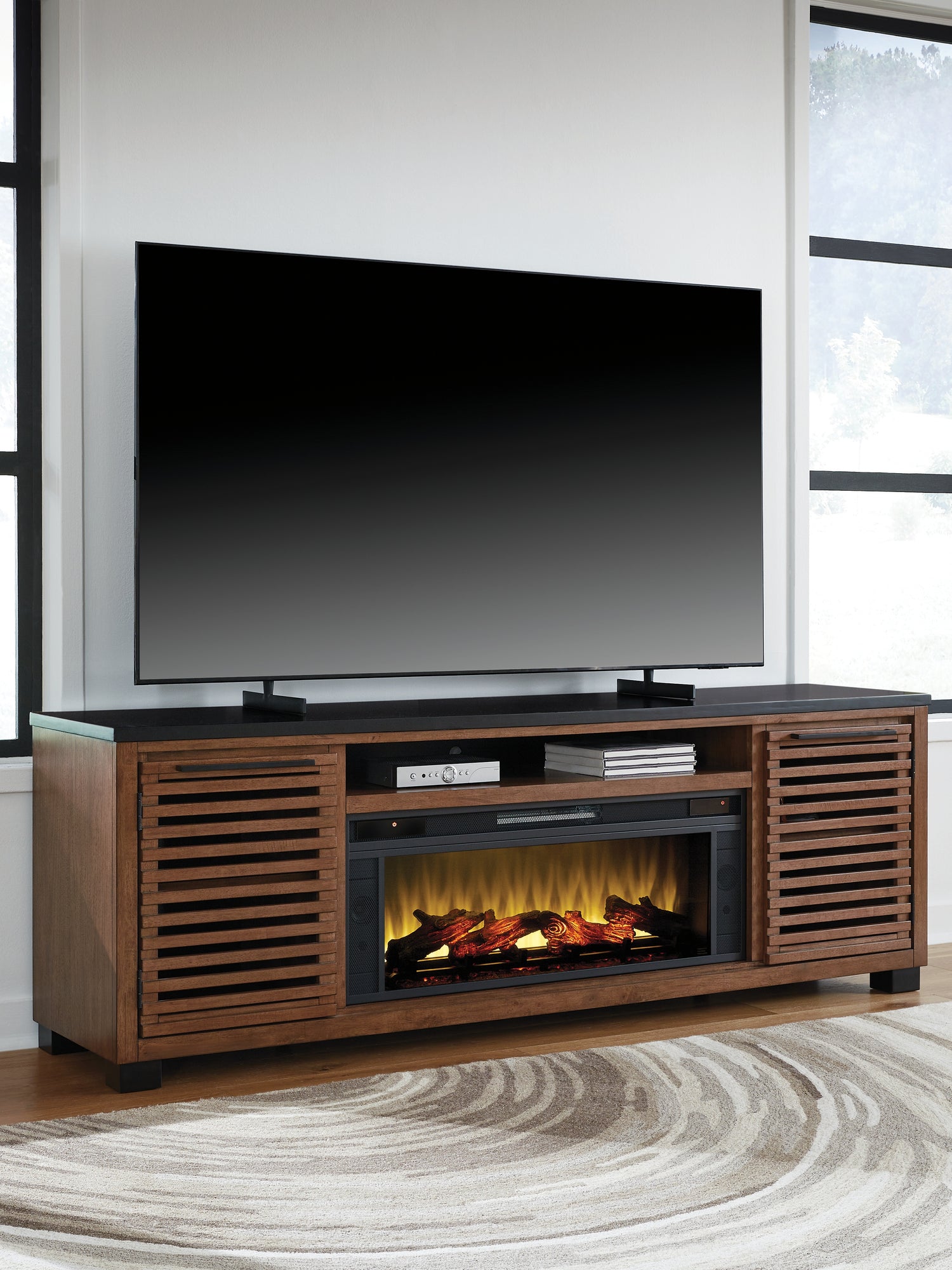 Furniture City Houma - Ashley Furniture - Kallari 84" TV Stand with Electric Fireplace - 84" TV Stand with Electric Fireplace - W737W1