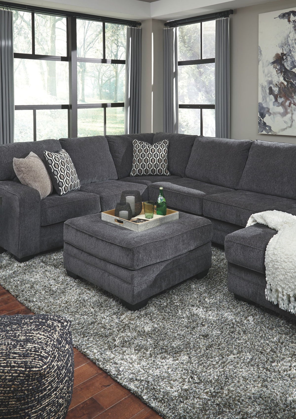 Tracling - Oversized Accent Ottoman - Slate