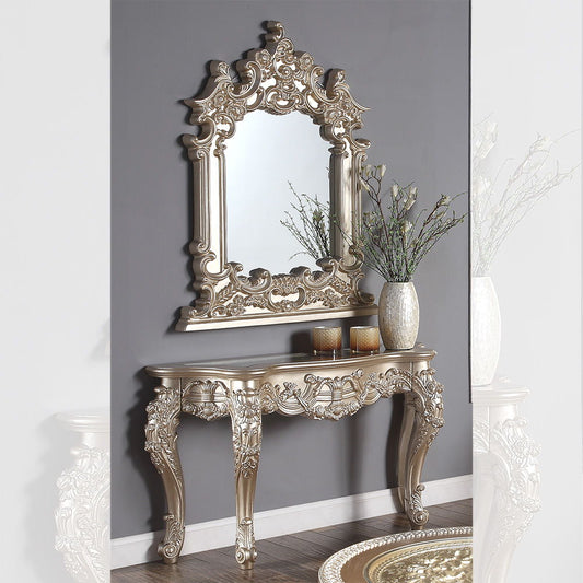 HD-328C - Console Table - Cherry With Gold Highlights