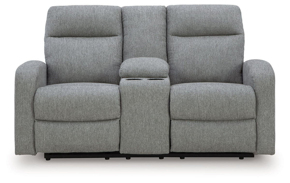 Gauntlet - Double Recline Loveseat With Console - Sterling